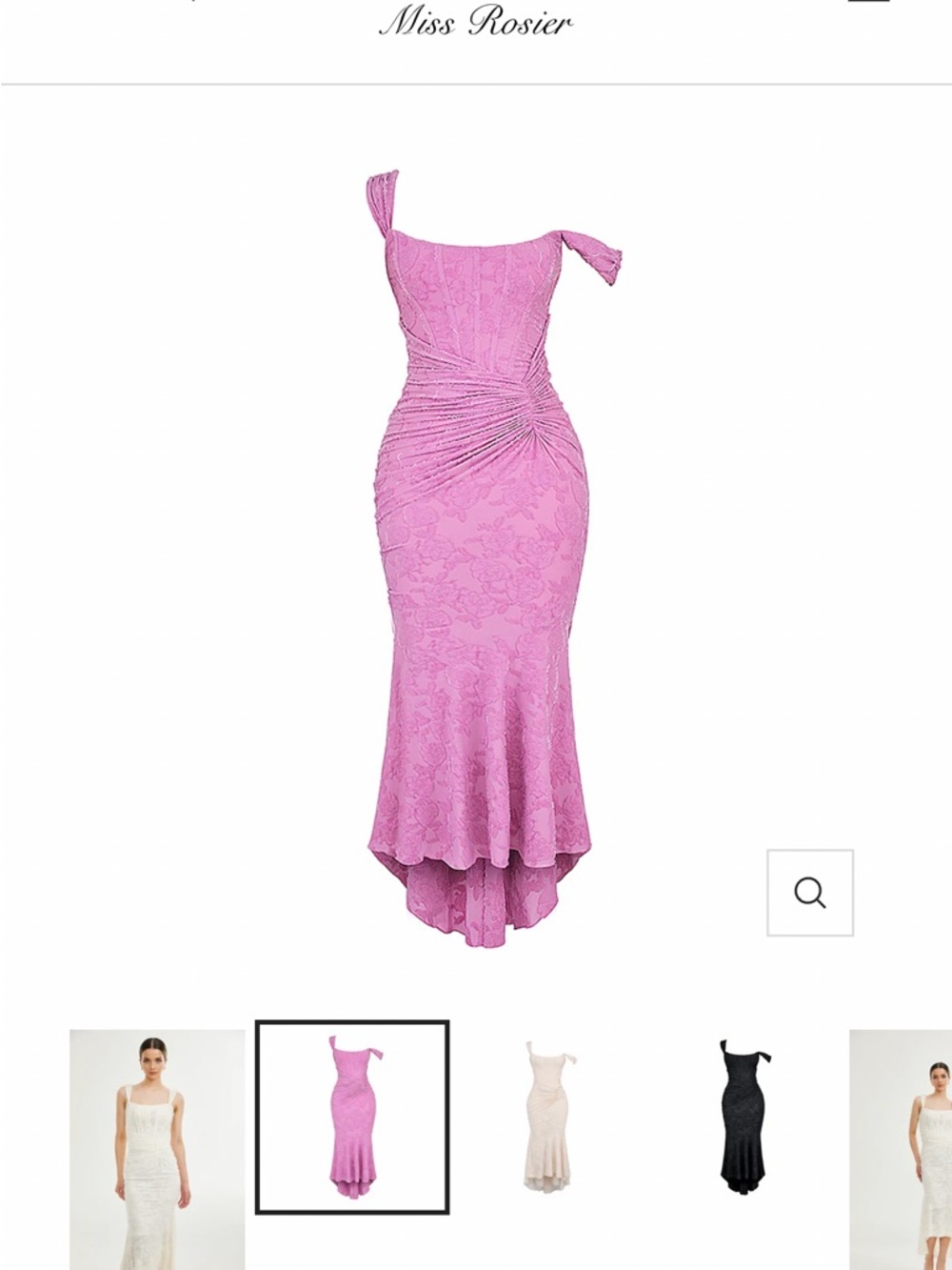 Miss Rosier Pink Off-Shoulder Lace Mermaid Dress